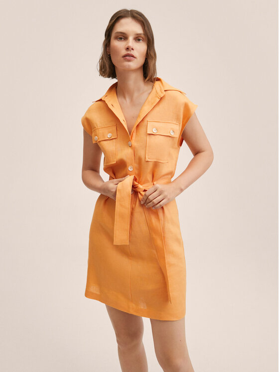 Sukienka koszulowa Pepper 27087877 Pomarańczowy Regular Fit Mango