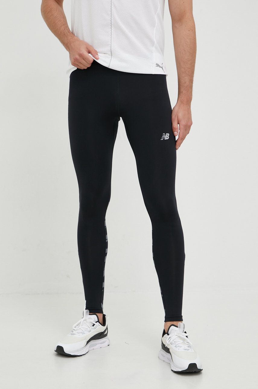 New Balance legginsy do biegania Printed Accelerate męskie kolor czarny z  nadrukiem New Balance