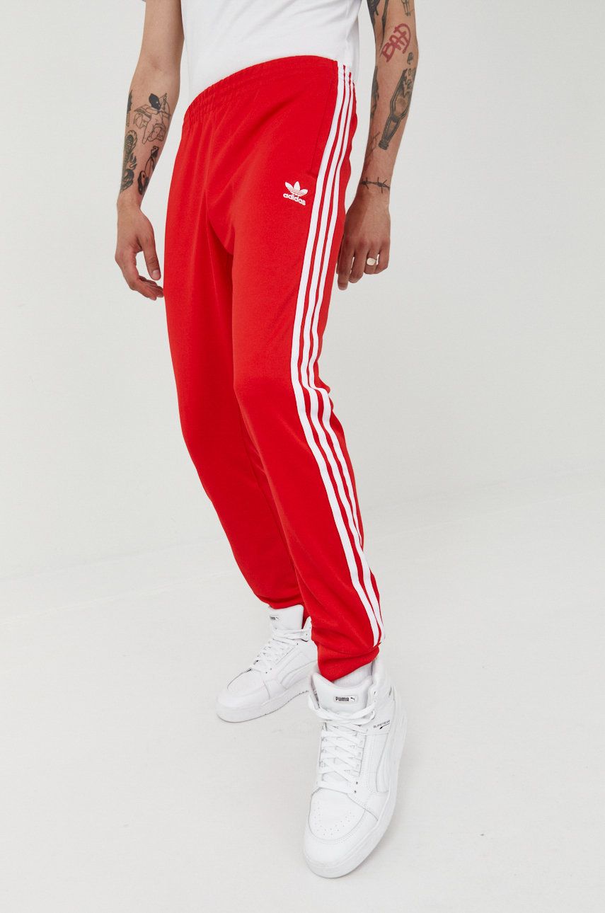 adidas Originals spodnie dresowe Adicolor męskie kolor czerwony z aplikacją  Adidas Originals