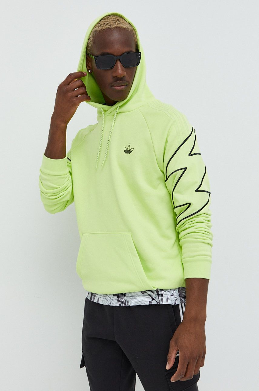 adidas Originals bluza męska kolor zielony z kapturem z aplikacją Adidas  Originals