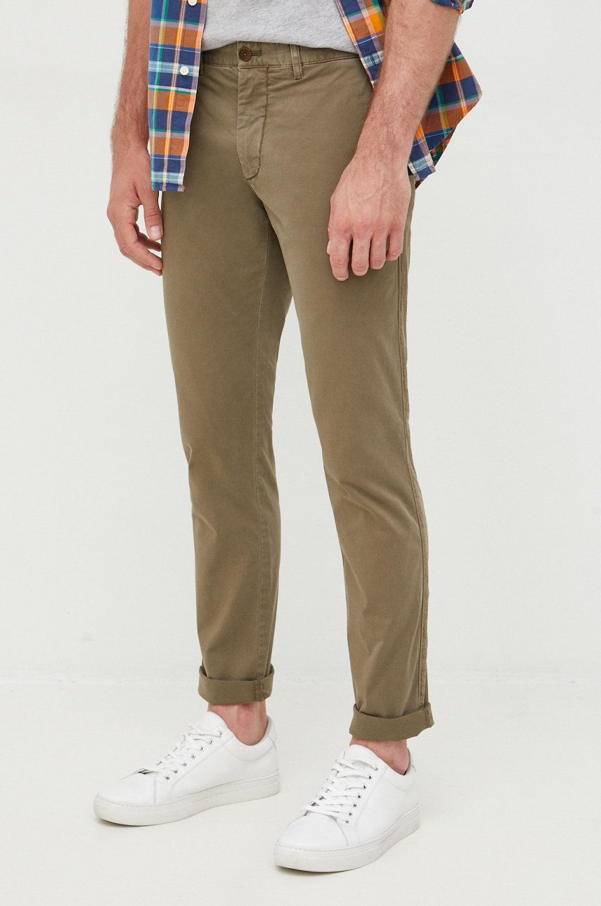 Tommy Hilfiger spodnie męskie kolor zielony dopasowane Tommy Hilfiger