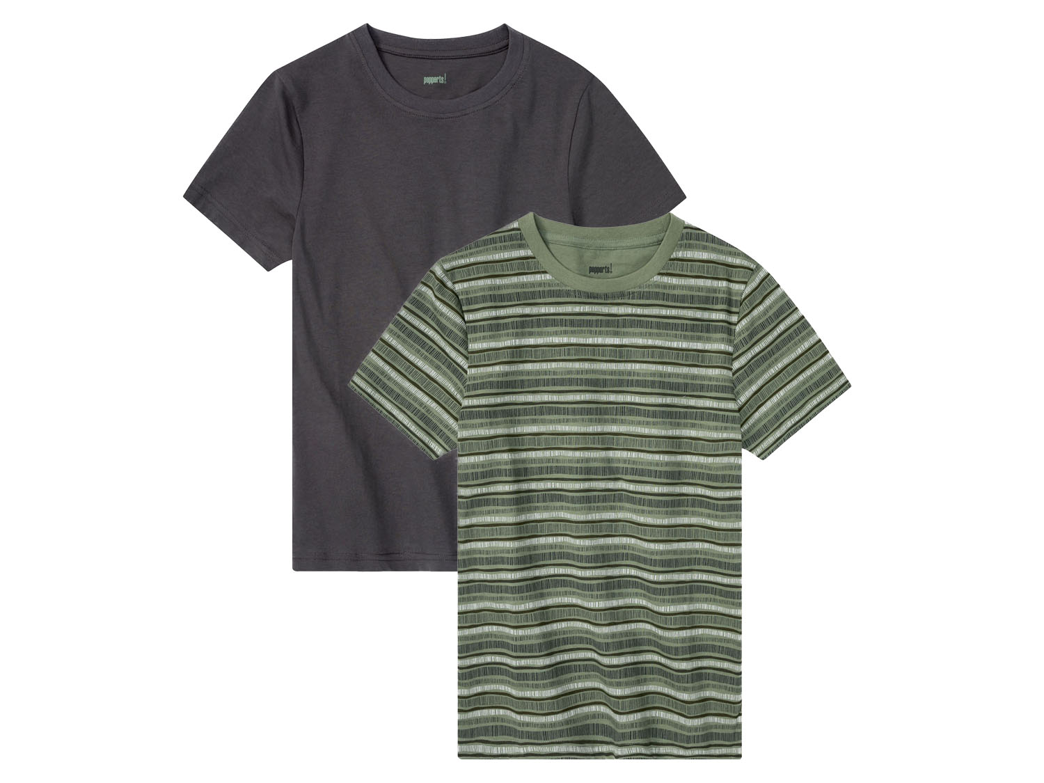 pepperts T-shirt chłopięcy z bawełny, 2 sztuki (134/140, Ciemnoszary/  zielony) PEPPERTS®