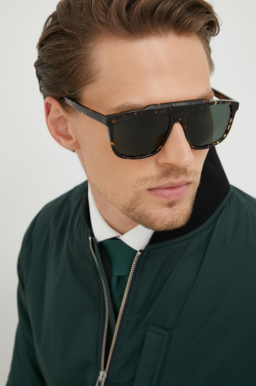 Gucci okulary przeciwsłoneczne męskie kolor brązowy GUCCI