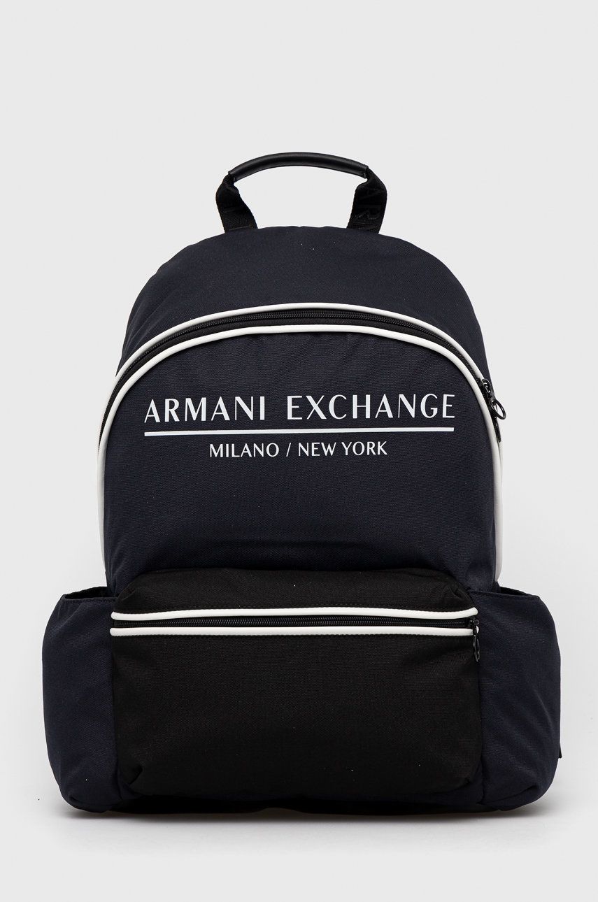 Armani Exchange plecak męski kolor granatowy duży z nadrukiem Armani  Exchange