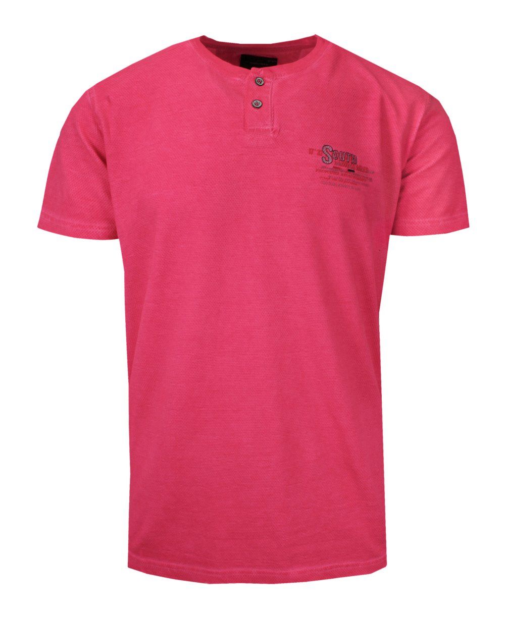 T-Shirt Męski Malinowy, Czerwony, Melanżowy z Nadrukiem, Koszulka, Krótki  Rękaw, Basic, U-neck New Antracid