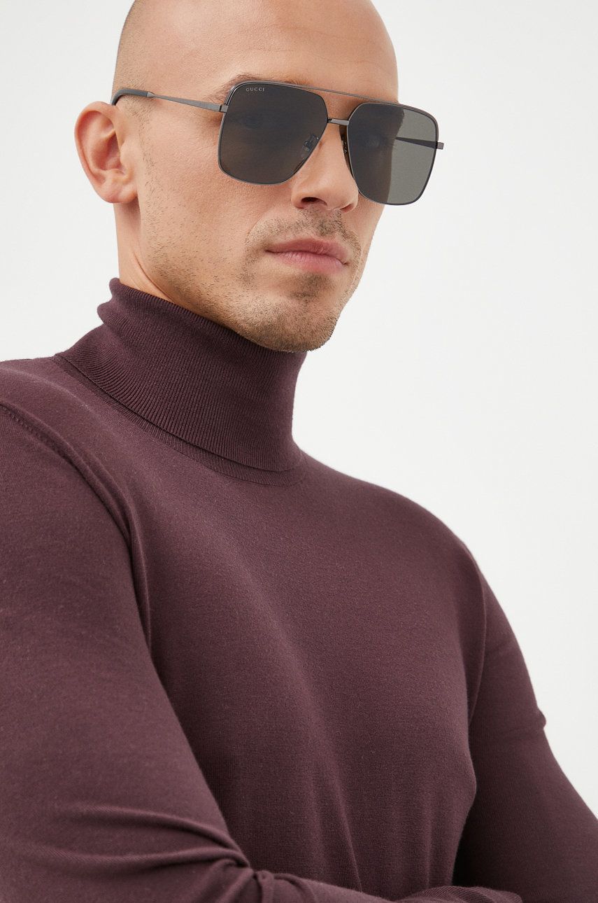 Gucci okulary przeciwsłoneczne męskie kolor szary GUCCI