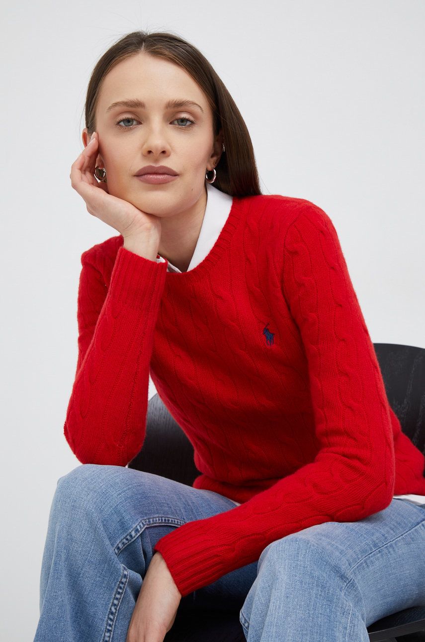 Polo Ralph Lauren sweter wełniany damski kolor czerwony Polo Ralph Lauren