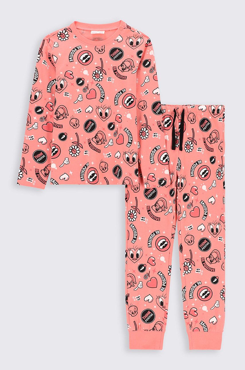 Coccodrillo piżama bawełniana dziecięca kolor różowy wzorzysta Coccodrillo