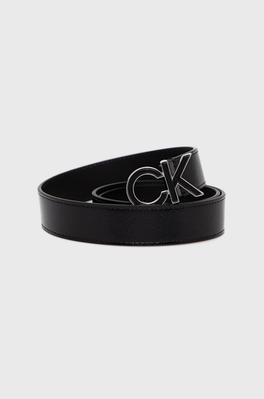 Calvin Klein pasek skórzany damski kolor czarny Calvin Klein