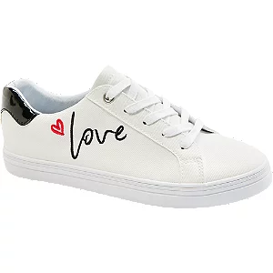 Białe sneakersy graceland z napisem love - Damskie - Kolor: Białe -  Rozmiar: 36 - Lamoda.pl