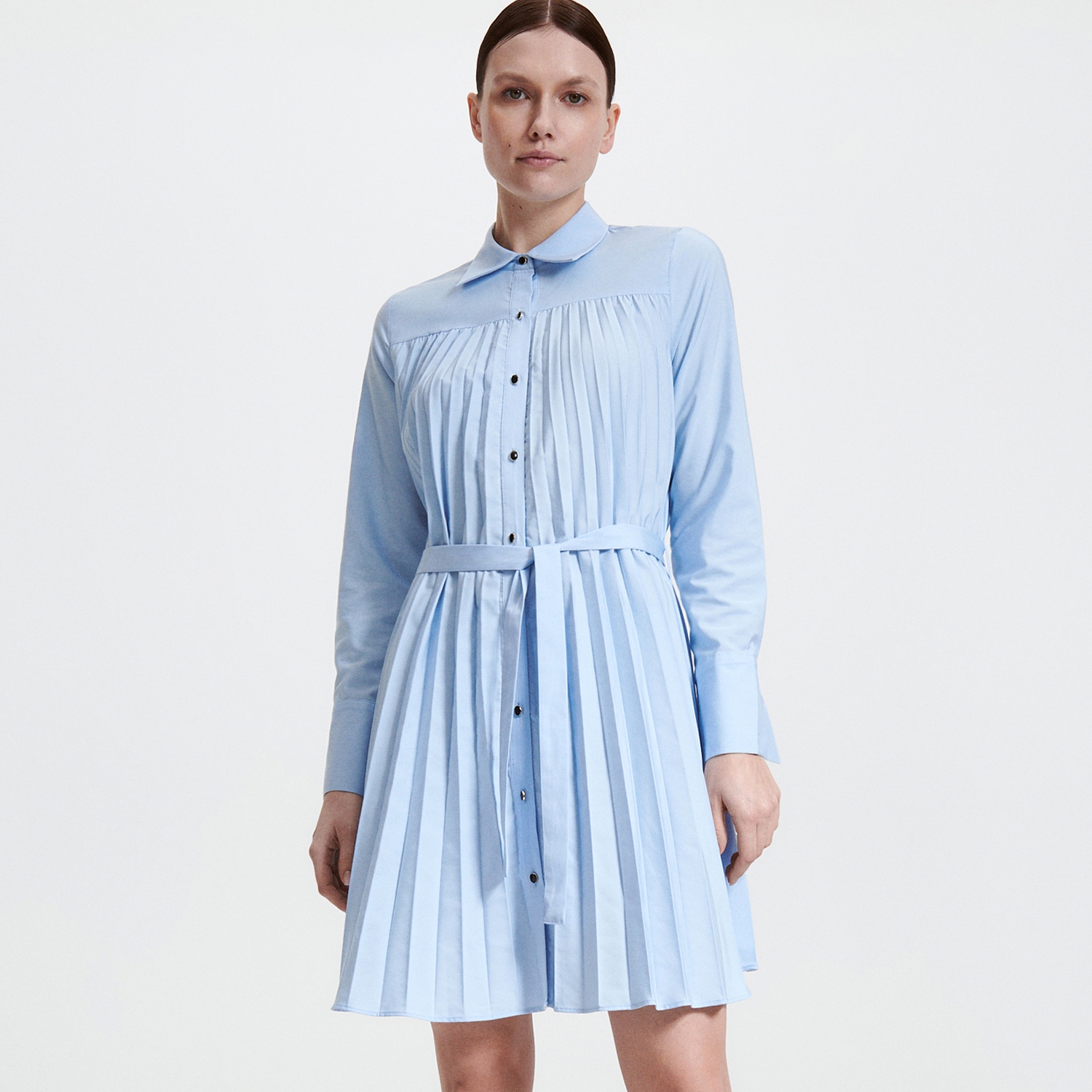 Reserved - Plisowana sukienka mini - Niebieski Reserved