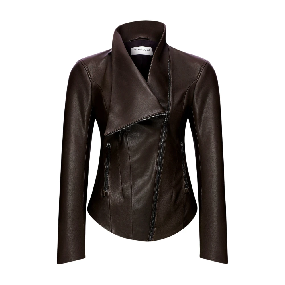 Alba Brown Bitter Leather Jacket Vespucci by VSP Lamoda.pl
