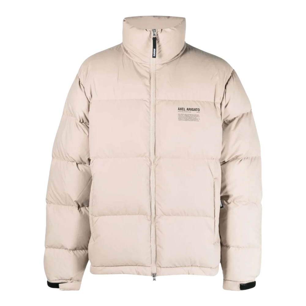 Beżowa Kurtka Puchowa z Wysokim Kołnierzem Axel Arigato Lamoda.pl