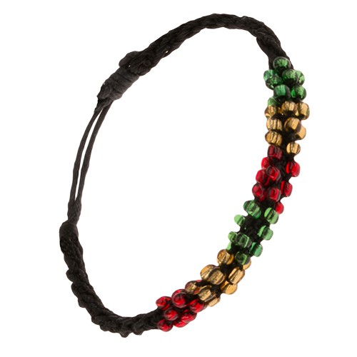 Bransoletka z czarnego skręconego sznurka, kolorowe koraliki Biżuteria  e-shop