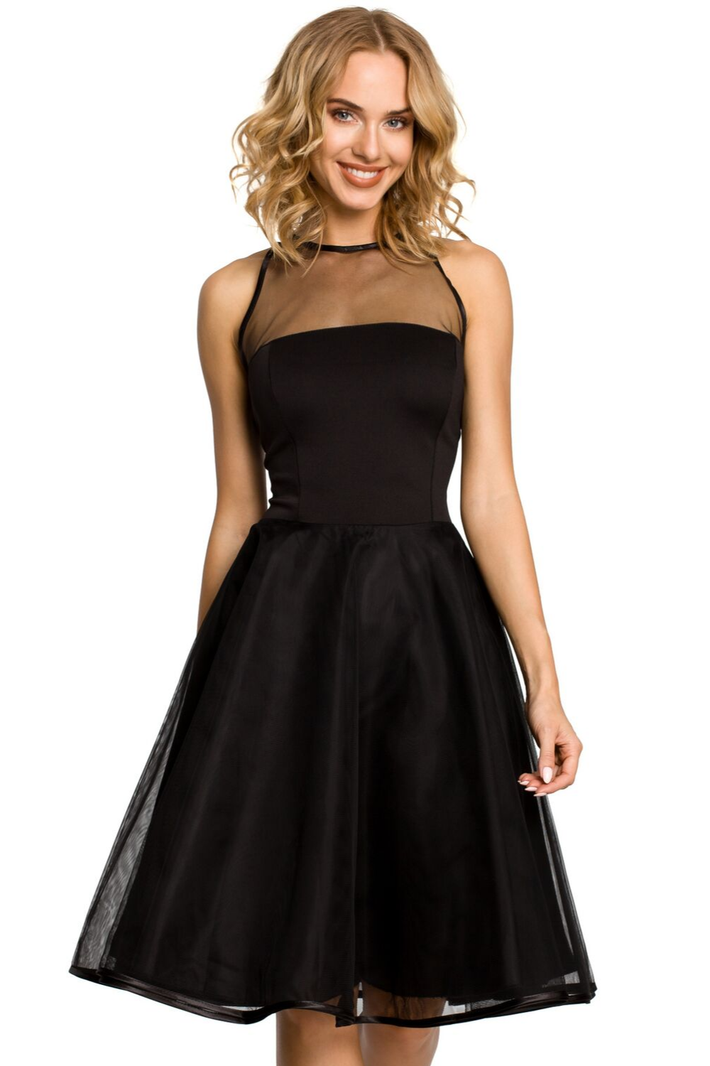 Sukienka wieczorowa rozkloszowana balowa z tiulem czarna SukienkiShop