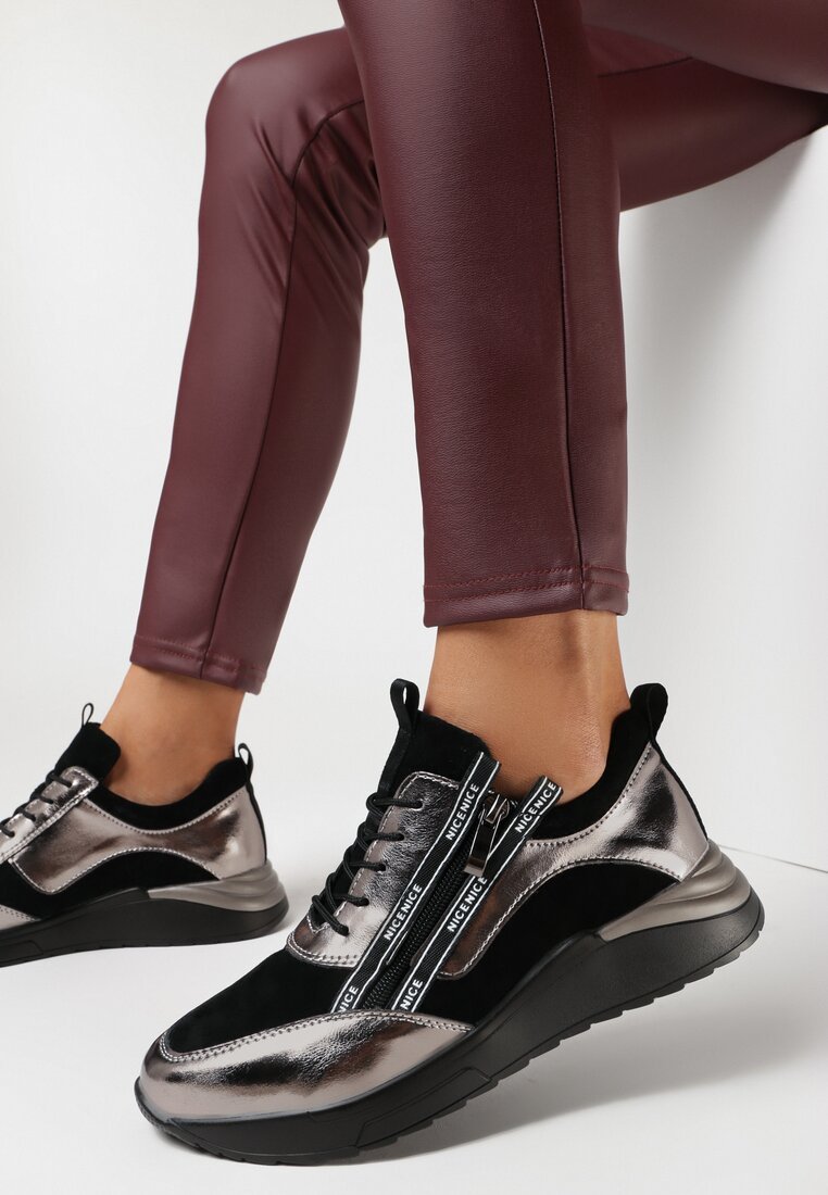 buty czarno srebrne