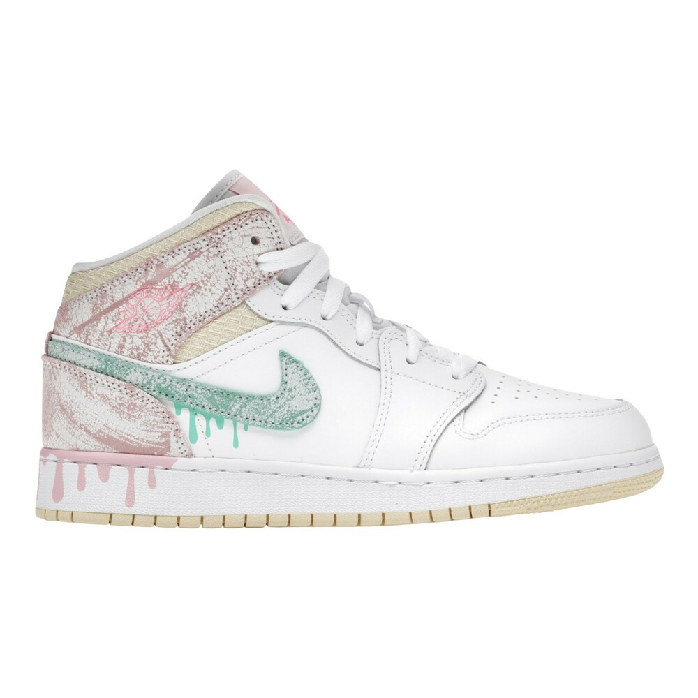 Nike, Air Jordan 1 Mid Paint Drip (Gs) Sneakers Beżowy, female, Nike