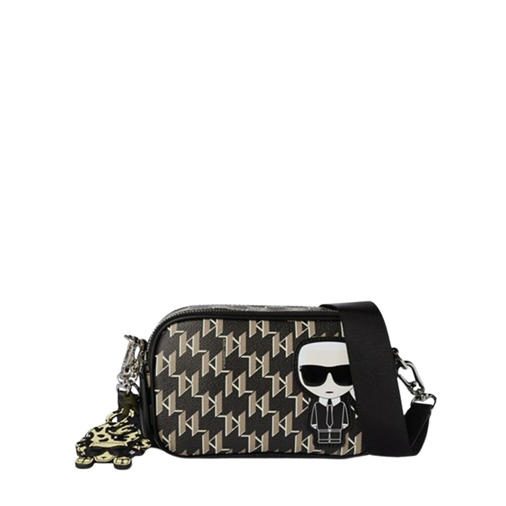 Karl Lagerfeld, Monogram saddle bag Czarny, female, Karl Lagerfeld