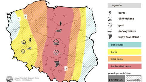 Prognoza burz na wieczór noc