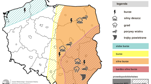 Prognoza burz IMGW na noc