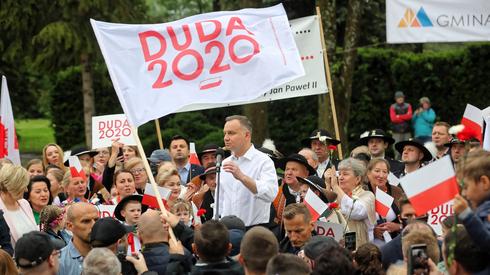 Prezydent Andrzej Duda podczas wiecu wyborczego w Poroninie. Fot. Grzegorz Momot/PAP