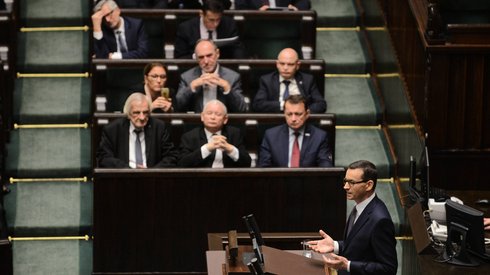 Mateusz Morawiecki w czasie wystąpienia