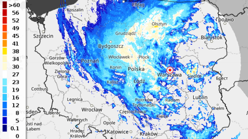 Radar opadów, godz. 10:20 (IMGW)