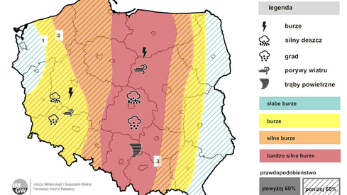 Prognoza burz IMGW na noc