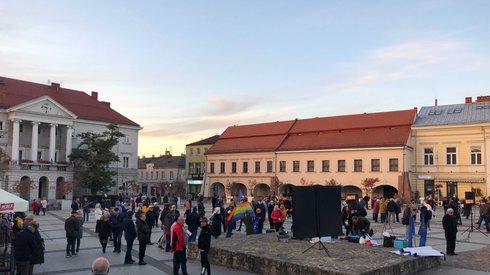 Trwa także protest na kieleckim rynku.