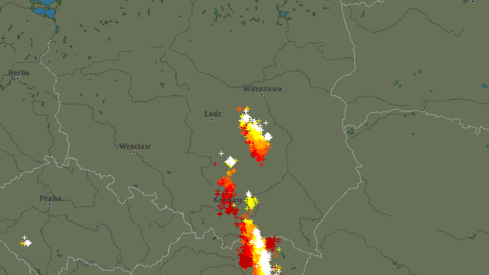 Aktualne wyładowania atmosferyczne w Polsce