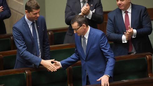 Premier Mateusz Morawiecki po wystąpieniu w Sejmie, fot. PAP/Radek Pietruszka