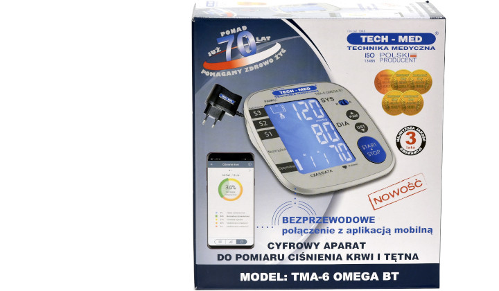 Ciśnieniomierz cyfrowy Tech-Med Tma-6 Omega Bt z funkcją wykrywania arytmii