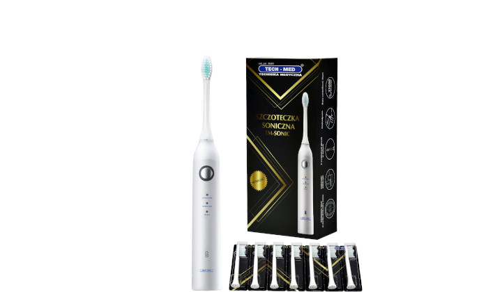 Szczoteczka soniczna Tm-Sonic z timerem + 8 końcówek GRATIS