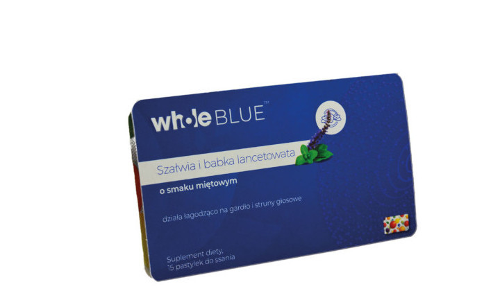 Whole Blue - pastylki do ssania na ból gardła
