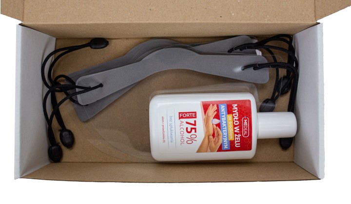 3 sztuki mini przyłbic piankowych + żel antybakteryjny 130 ml GRATIS
