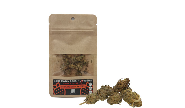 Susz konopny CBD Strawberry Diesel Flowrolls o aromacie truskawkowym