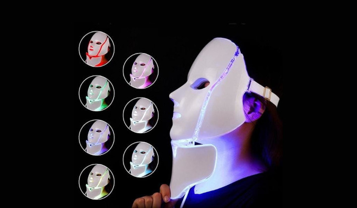 Maska LED do terapii fotonowej z nakładką na szyję