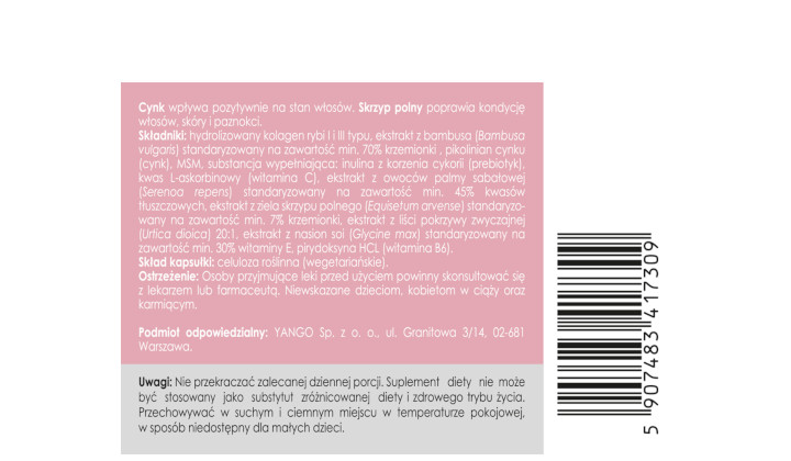 Włosy, skóra, paznokcie - suplement diety Panaseus