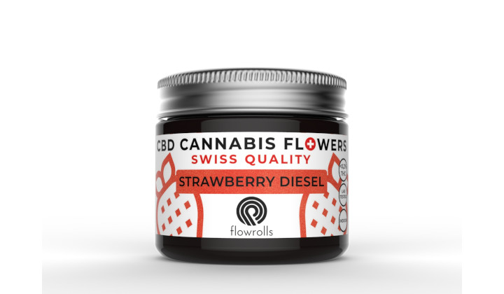 Susz konopny CBD Strawberry Diesel Flowrolls o smaku truskawkowym
