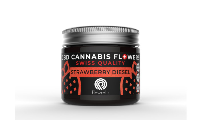 Susz konopny CBD Strawberry Diesel Flowrolls o smaku truskawkowym