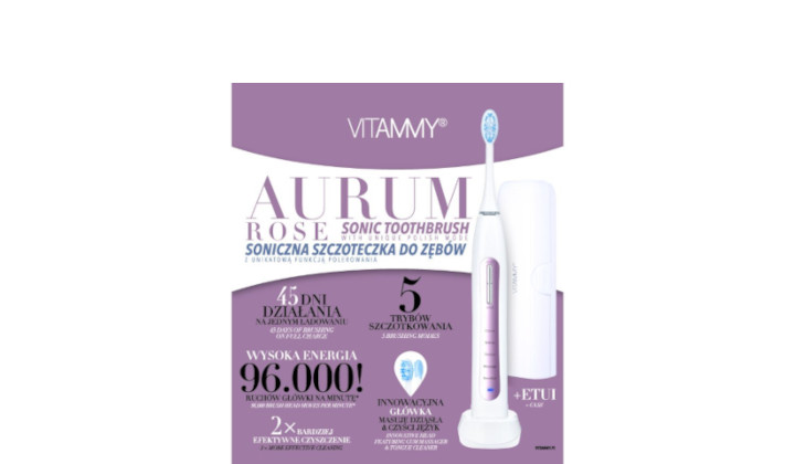 Soniczna szczoteczka do zębów z funkcją polerowania Vitammy Aurum Rose