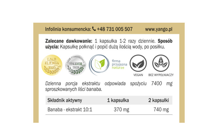 Liść banaba - suplement diety YANGO