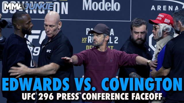 Leon Edwards, Colby Covington Restrained at UFC 296 Press Conference Faceoff