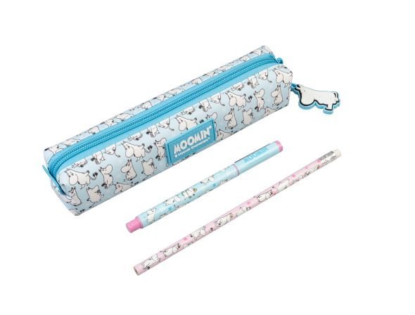 Zestaw piórnika z długopisem i ołówkiem Muminki zestaw przyborów szkolnych