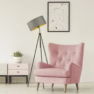 Lampy stojące - Czarna lampa podłogowa ze złotym wnętrzem klosza MALMO GOLD - miniaturka - grafika 1