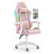 Fotele gamingowe - Fotel HELL'S CHAIR HC-1000 LED RGB Różowo-biały - miniaturka - grafika 1