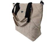 Torebki damskie - Beżowa Torebka Shopper Pikowana Damska Na Ramię Duża Pojemna A4 - miniaturka - grafika 1