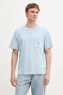 Koszulki męskie - Pepe Jeans t-shirt bawełniany męski kolor niebieski gładki PM509965 - miniaturka - grafika 1