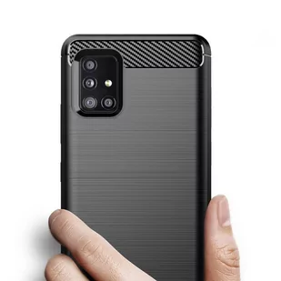 Carbon Case elastyczne etui pokrowiec Samsung Galaxy A51 5G niebieski - Etui i futerały do telefonów - miniaturka - grafika 3