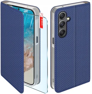 Etui z klapką do Samsung Galaxy M35 5G Zamykane Granatowe Futerał +Szkło 9H - Etui i futerały do telefonów - miniaturka - grafika 1